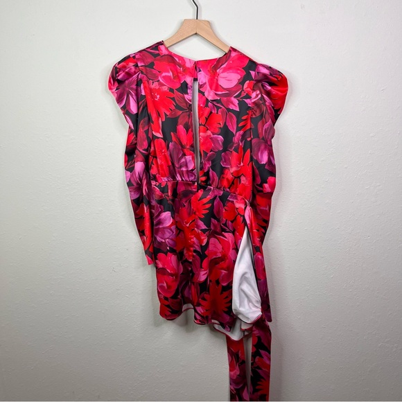 NBD Levigne Floral Mini Dress Long Sleeve Puffy Sleeves XS Wrap Revolve - Picture 10 of 12